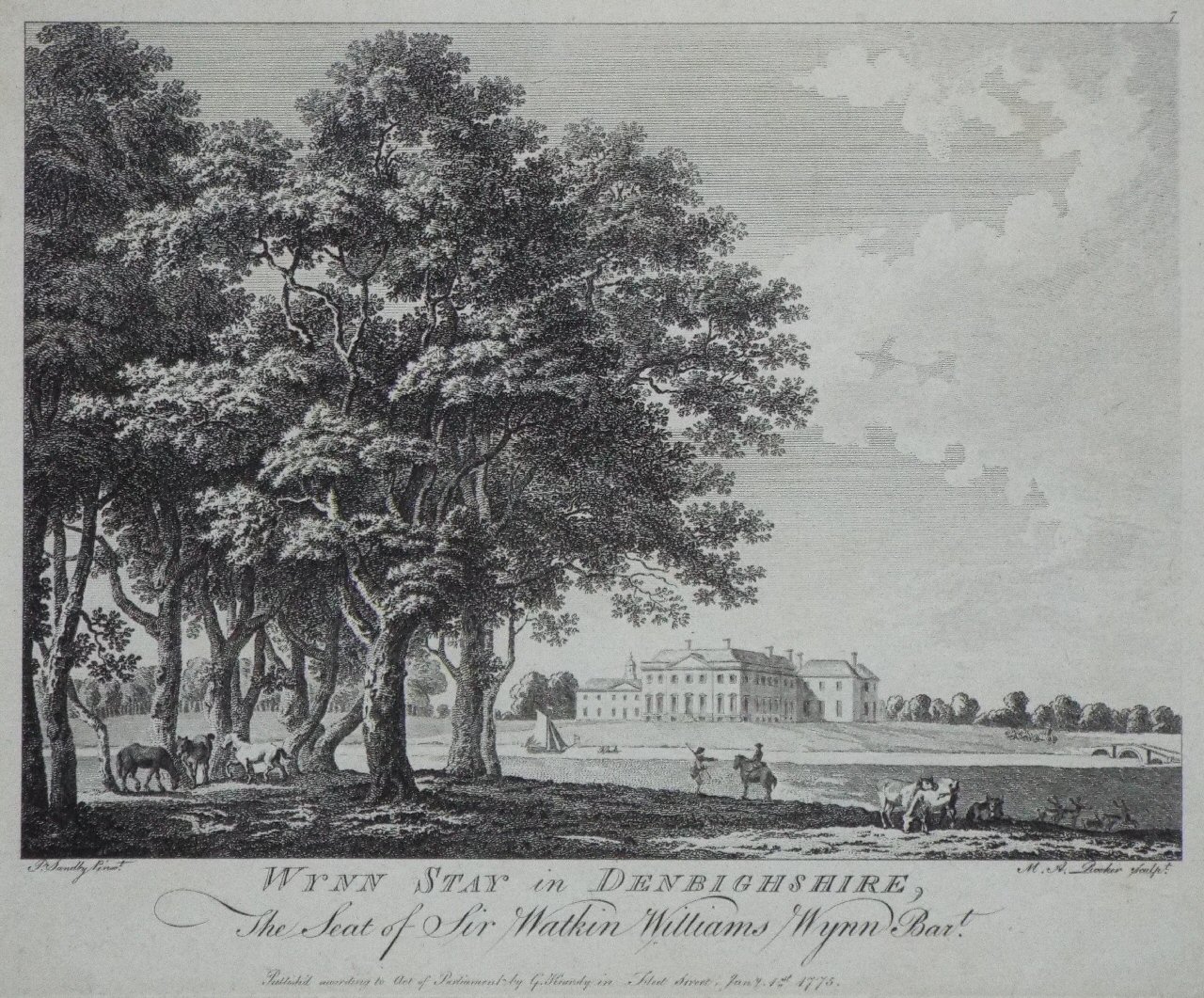 Print - Wynn Stay in Denbighshire, The Seat of Sir Watkin Williams Wynn Bart, - Rooker